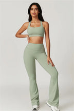 Sophia Sports Bra & Flare Leggings Sage Green GRIPPI