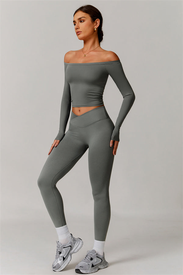 Das Vivid Langarm-Crop-Top-Leggings-2-teilige Set