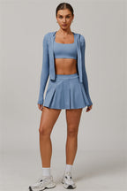 Das Lumina Kapuzenjacke, Sport-BH und Tennisrock 3-teilige Set