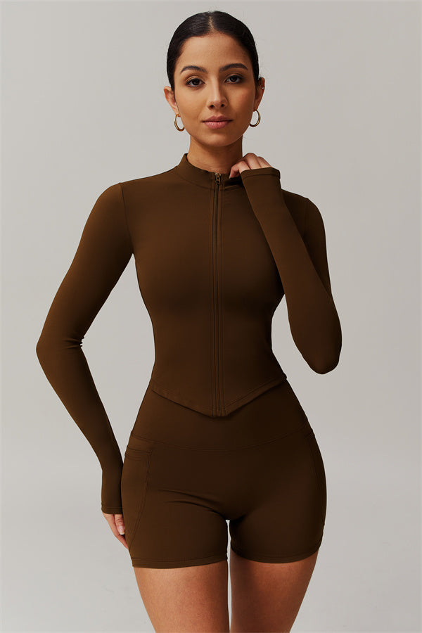 The Blissful Jacket Shorts 2-Piece Set Taupe GRIPPI