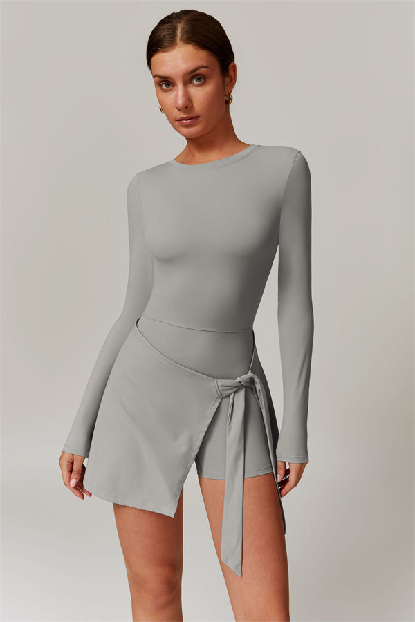 Women's Tennis Dress Short Long Sleeves Open Back Adjustable Sportwear – GRIPPI