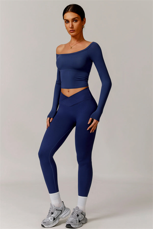 Das Vivid Langarm-Crop-Top-Leggings-2-teilige Set